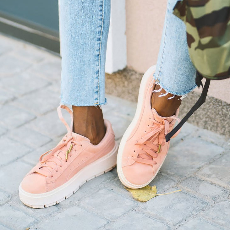 Pink Sneakers with White Soles